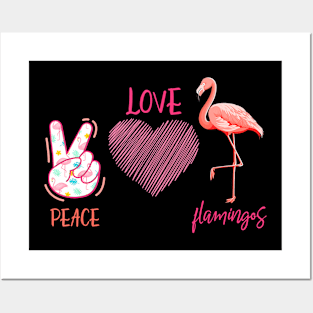 Pink Tropical Flamingo Hippie Flamingo Posters and Art